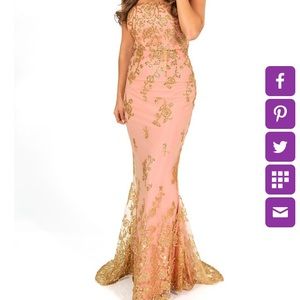Shophopes Pink gold sequin long dress